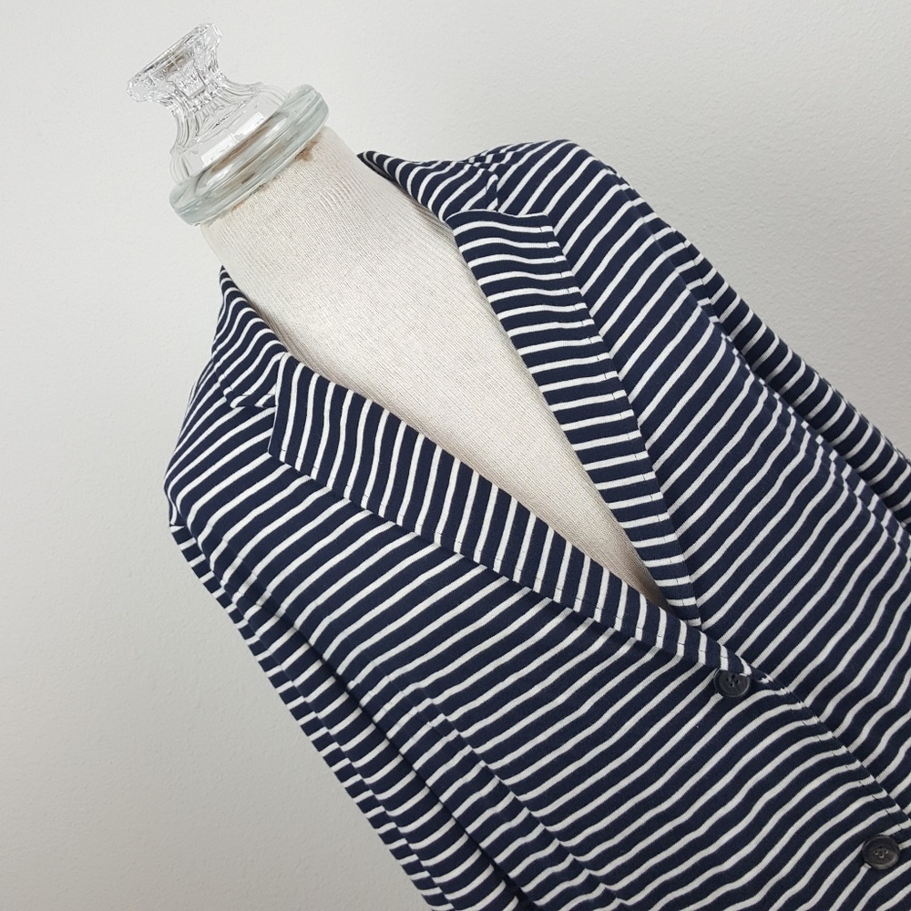 J.CREW  Navy Blue White Striped Knit Blazer